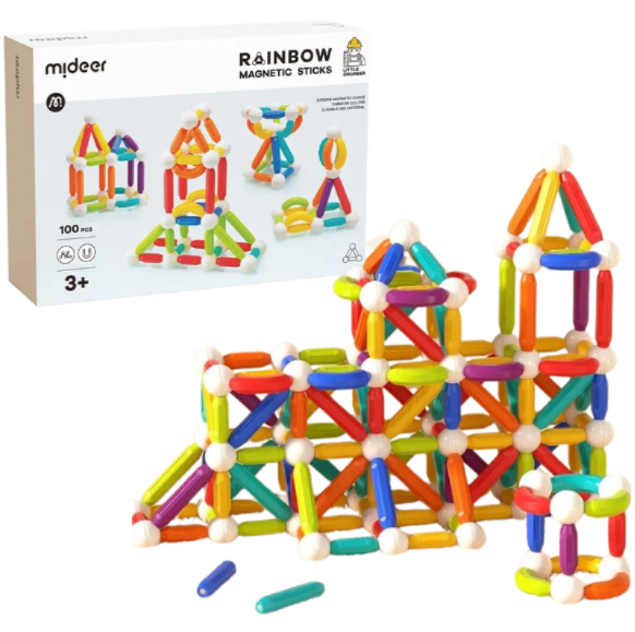 Set de construcție magnetic „Cilindri în culori de curcubeu”, 100 buc. MD1170