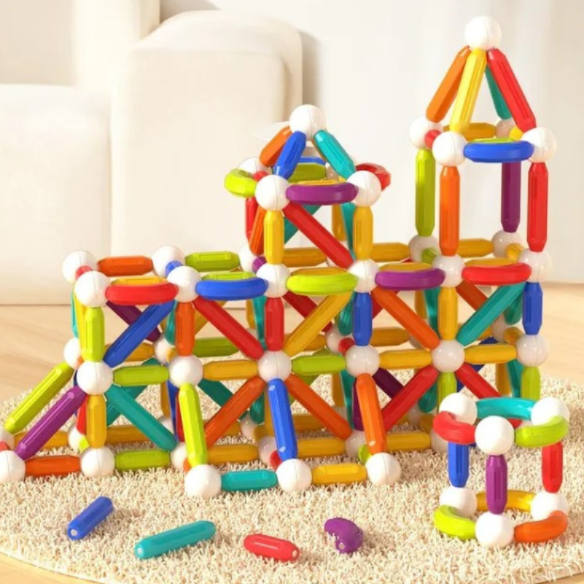 Set de construcție magnetic „Cilindri în culori de curcubeu”, 100 buc. MD1170