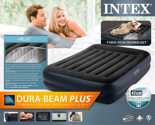 Надувной матрас “Velur Pillow” с подголовником, встр. нас. 220В, до 272кг 64124