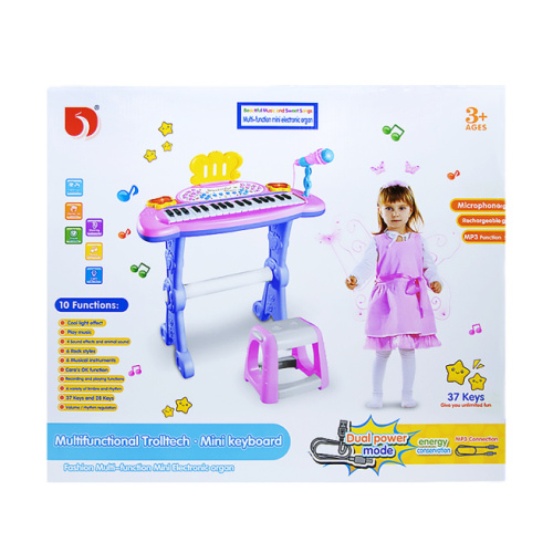Игровой комплект пианино + стул со светом и звуком, синий 612008