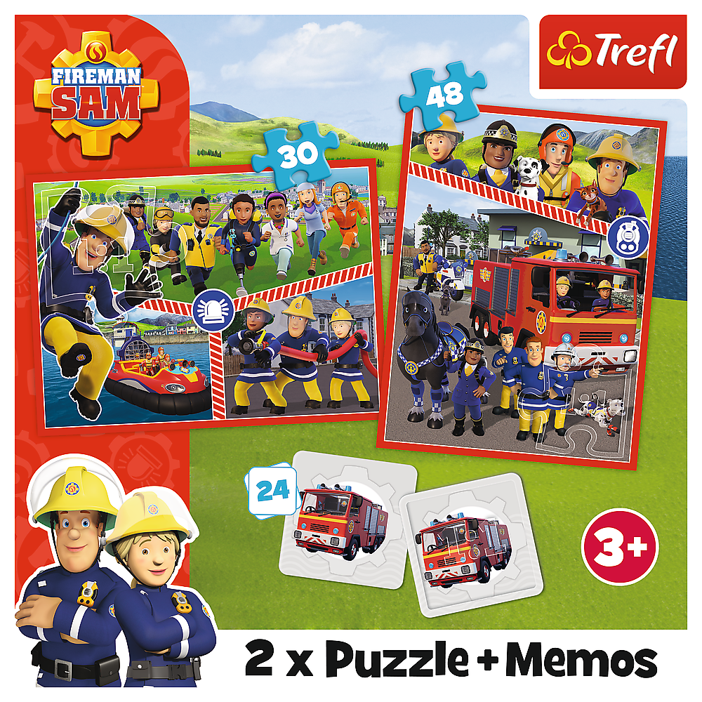 Пазл Fireman Sams squad, "2in1 + memos" 93334