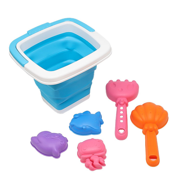 Set de nisip cu galeata pliabila, albastru 851042