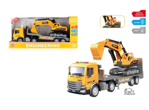 Автовоз инерционный 1:18 "Engineering" с экскав, (свет, звук) RJ3366