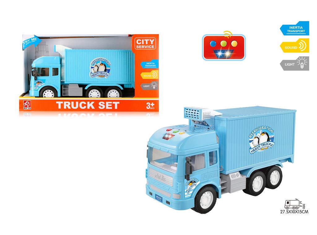Грузовик экспресс инерционный  1:14 (свет, звук), синий RJ6671-10