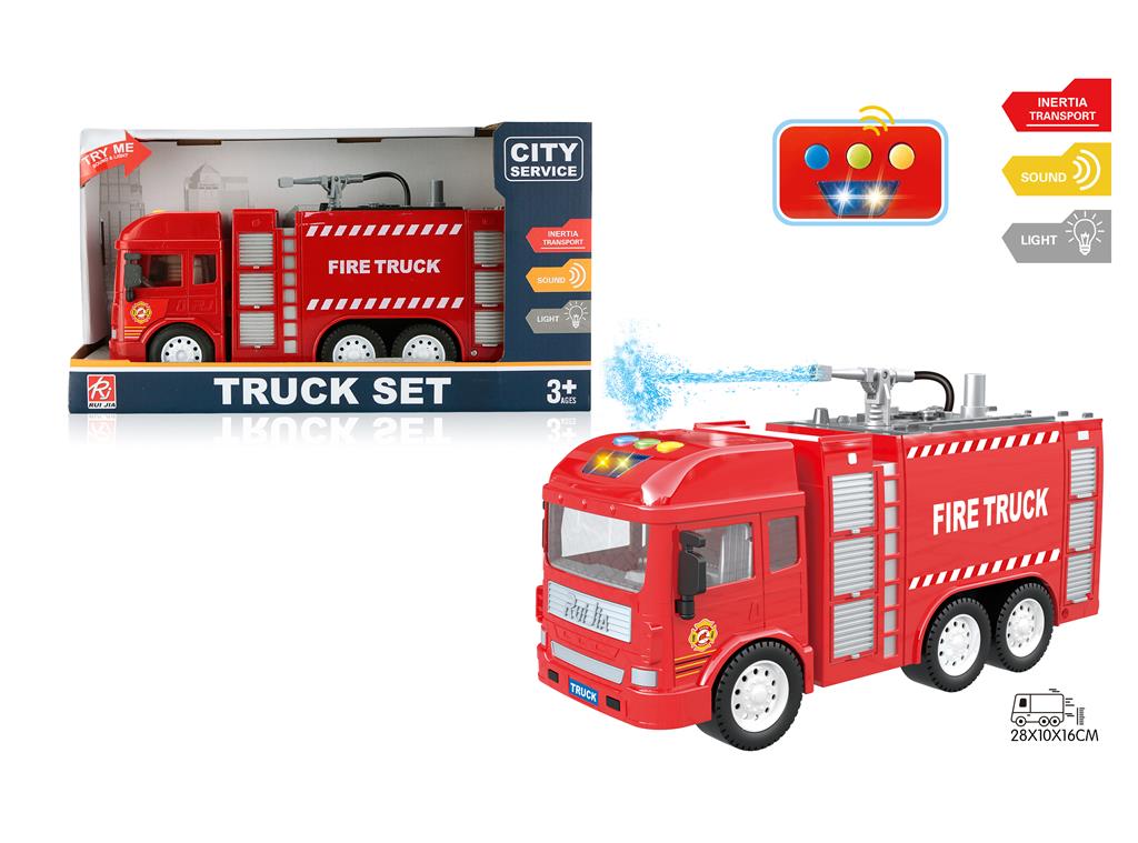 Пожарная машина инерц. 1:14 с  водораспылителем (свет, звук) RJ6672-2