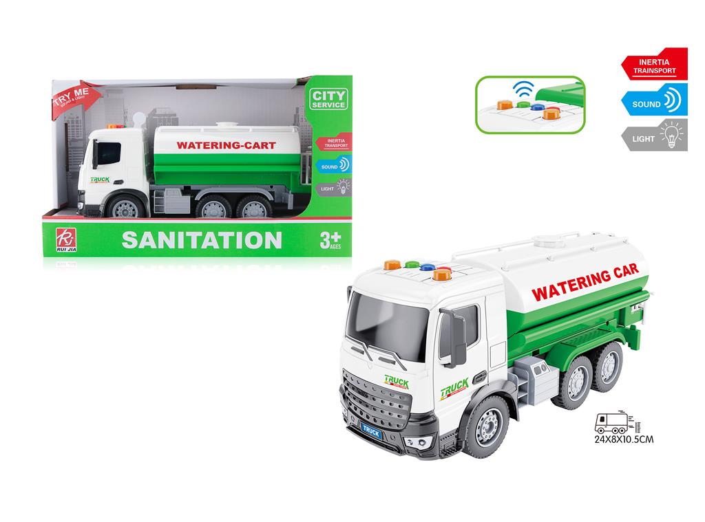 Cisterna cu inertie  1:18  (lumina, sunet), alb/verde RJ003C