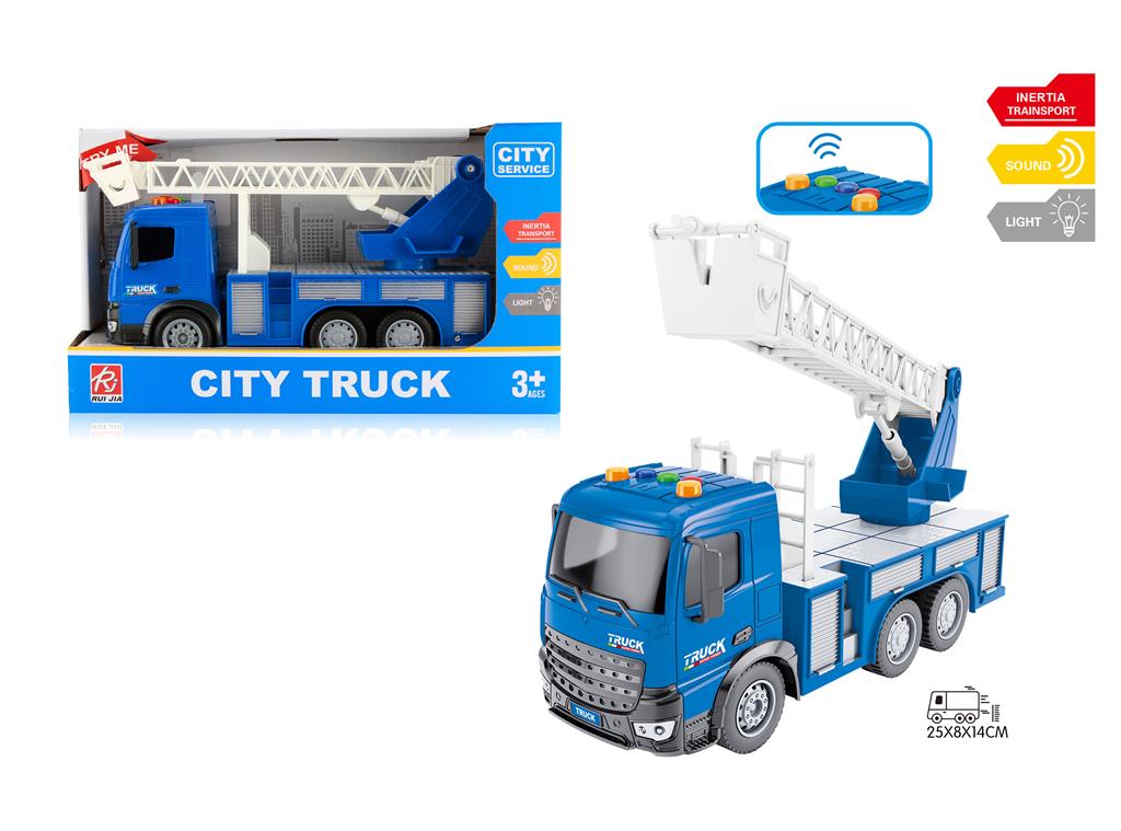 Грузовик инерц. 1:18 с лесницей, (свет, звук) RJ004A