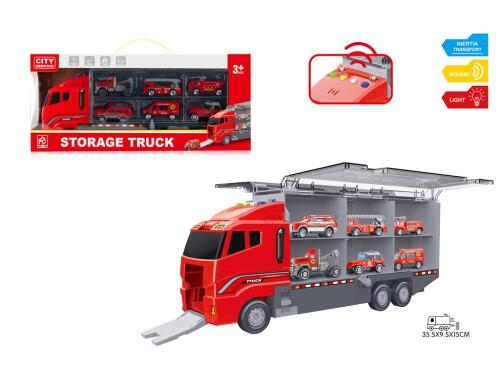 Игровой набор 1:16 "Storage Truck", с машин., (свет, звук), красный RJ6811B