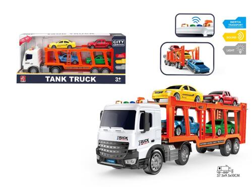 Инерционый автовоз 1:16 с машинками, (свет, звук) RJ3380