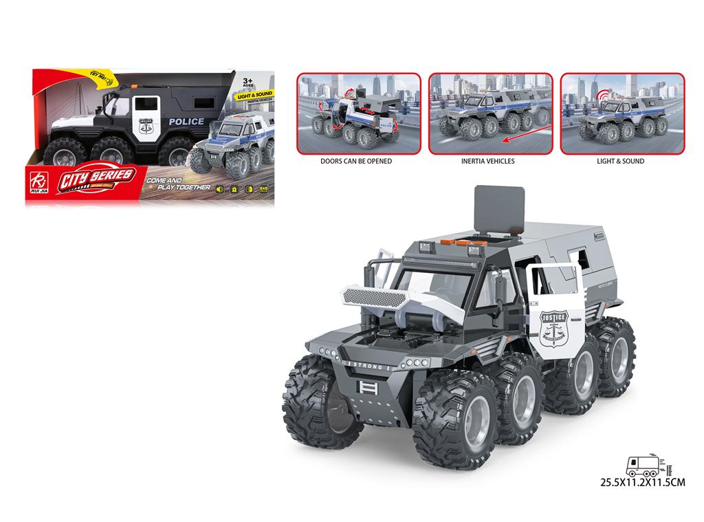 Полицейская машина инерц  восьмиколес (свет, звук), черная RJ5529B