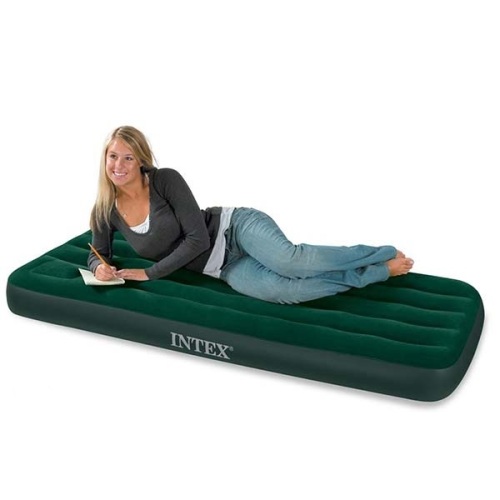 INTEX Надувной матрас “Velur Downy” 76×191×25 см co встроенным ножным насосом, до 136 кг 64760