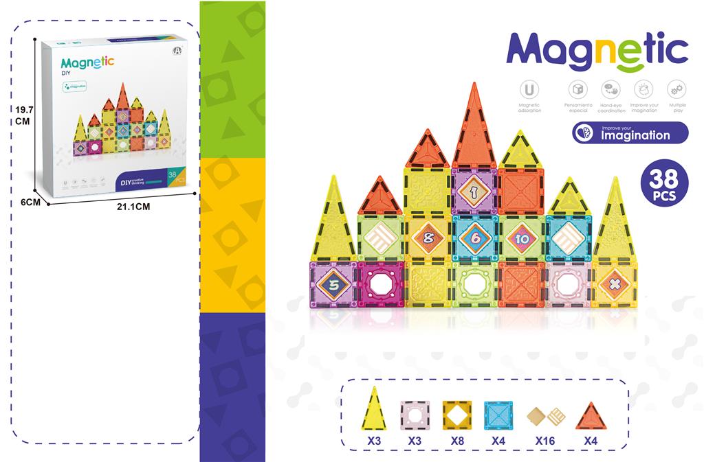 Constructor magnetic 5,5 cm, 38 buc. CH1308