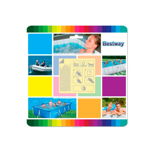 Bestway Ремонтный комплект 6.5х6.5см, водостойкий, самоклеящиеся заплатки, 6шт 62091