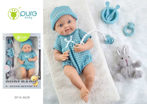 Кукла " виниловая 40см "Pure Baby" с аксессуарами, синяя DF16-062B