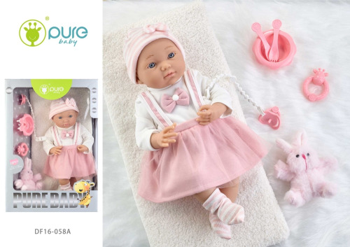 Кукла виниловая 40см "Pure Baby" с аксессуарами, в платье DF16-058A