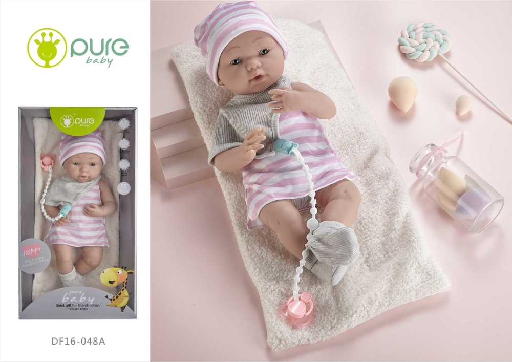 Кукла виниловая 40см "Pure Baby" с соской, розовая DF16-048A