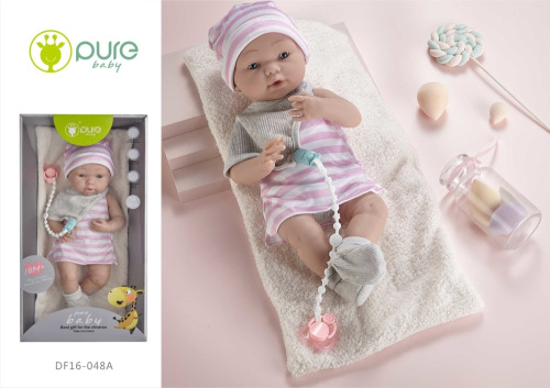 Кукла виниловая 40см "Pure Baby" с соской, розовая DF16-048A