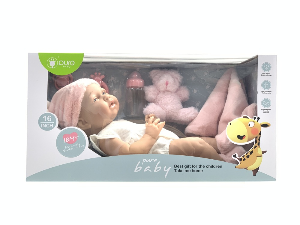 Кукла виниловая 40см "Pure Baby" с аксессуарами, и конвертом DF16-009G