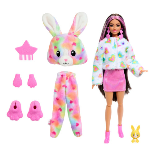 Păpușa Barbie Cutie „Barbie într-un costum de iepuraș, de pluș” HRK38