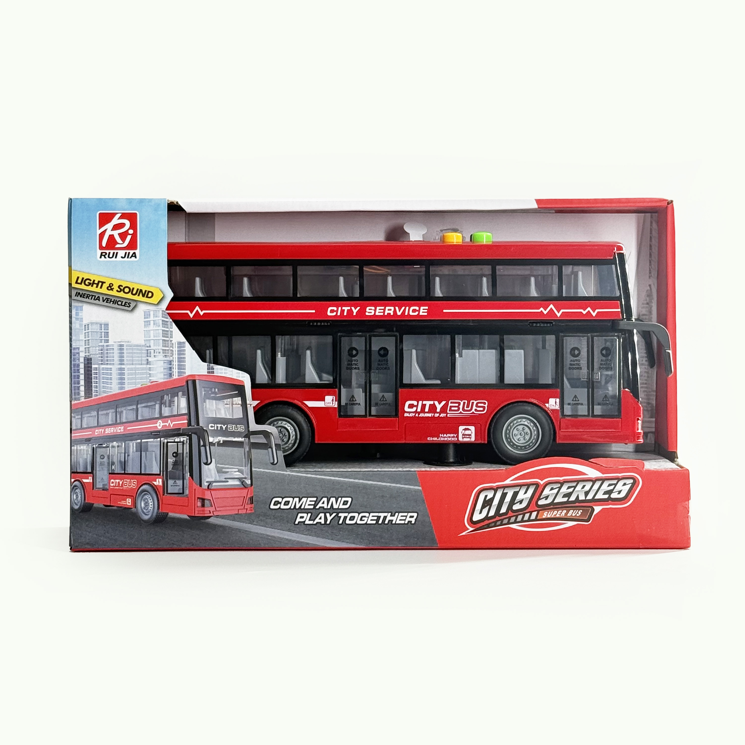 Autobuz inerțial „Autobuz etajat urban”, luminos/sonor,  RJ5504