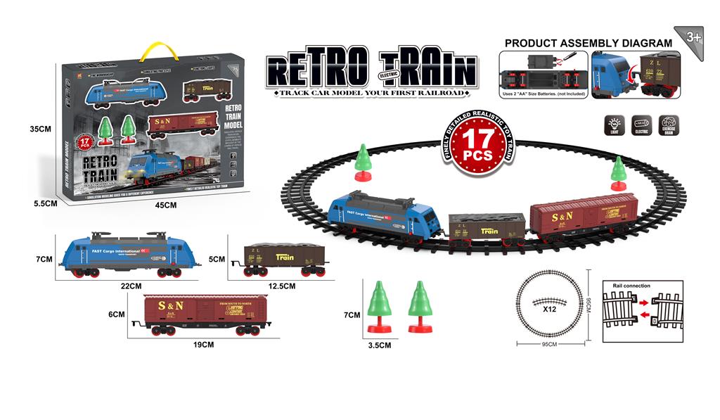 Set de joacă „Calea ferată” 17 piese, cu lumină 2218-3