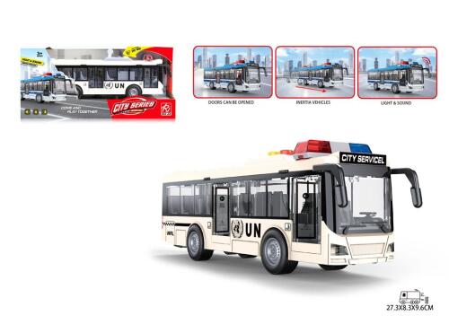 Autobuz inerțial „Autobuz de poliție”, lumină/sunet, alb RJ5513C