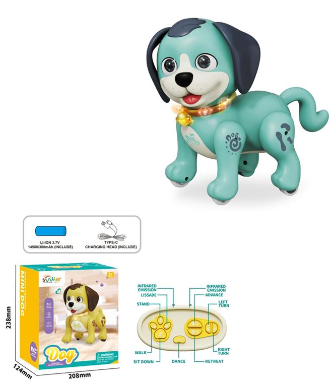 Câine de jucărie cu telecomandă, USB, verde SM08L