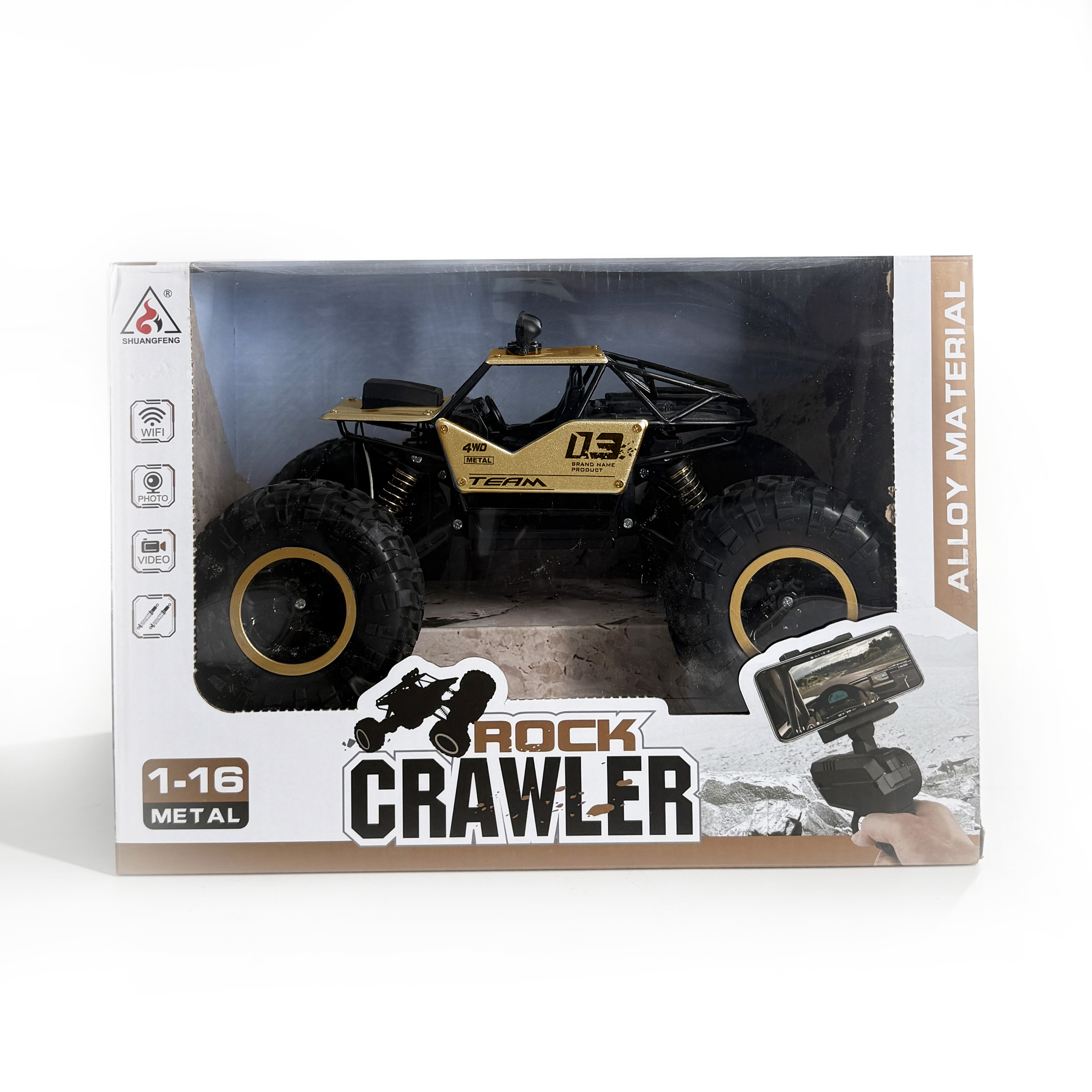 Mașină metalică Rock Crawler scara 1:16 cu telecomandă, baterie 2095