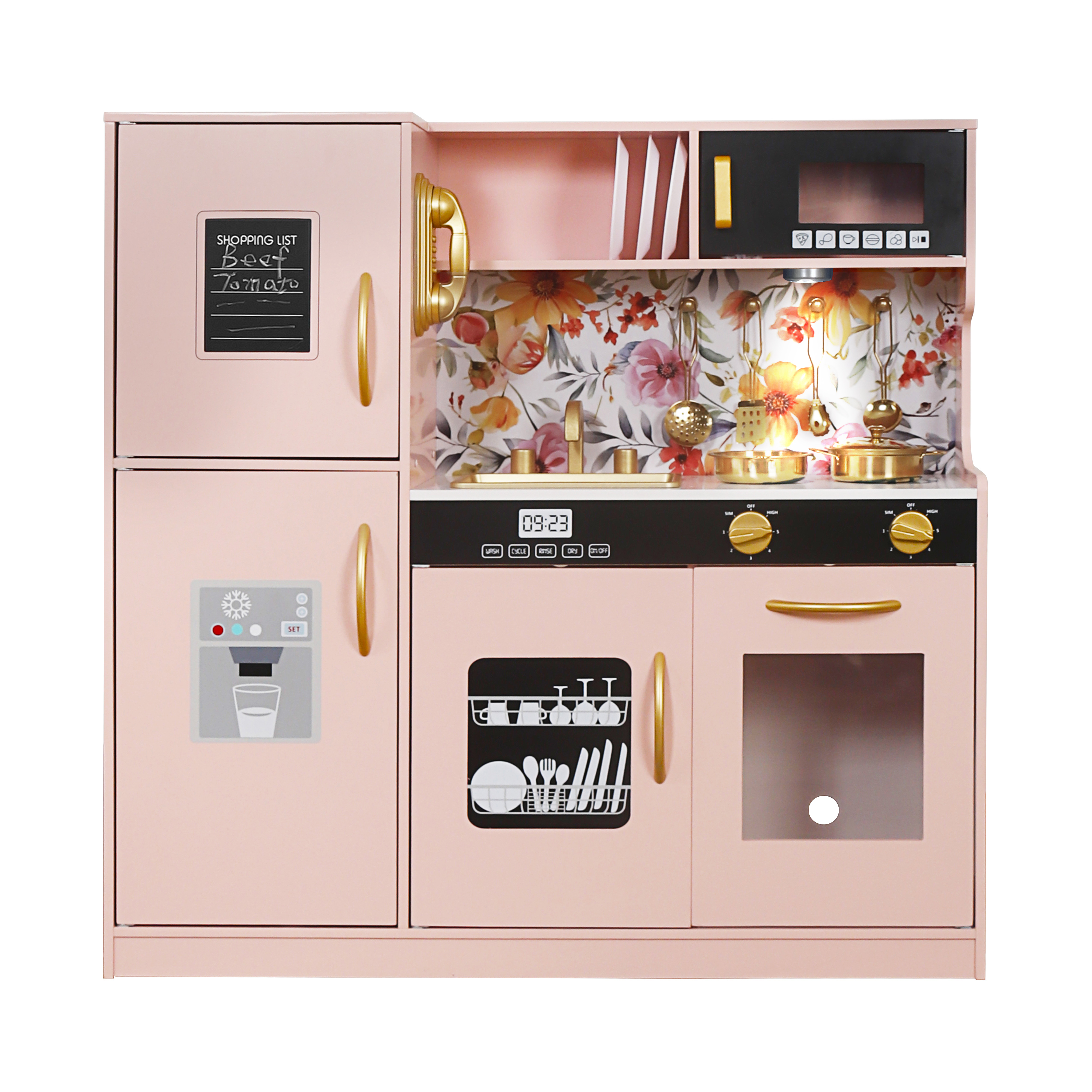 Bucatarie din lemn cu accesorii si functii 80*23,7*80cm, roz W10C955B