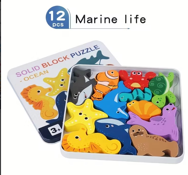 Puzzle din lemn cu animale  S14A001