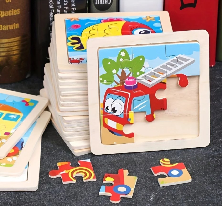 Puzzle pentru copii din lemn, 9 piese S14A005