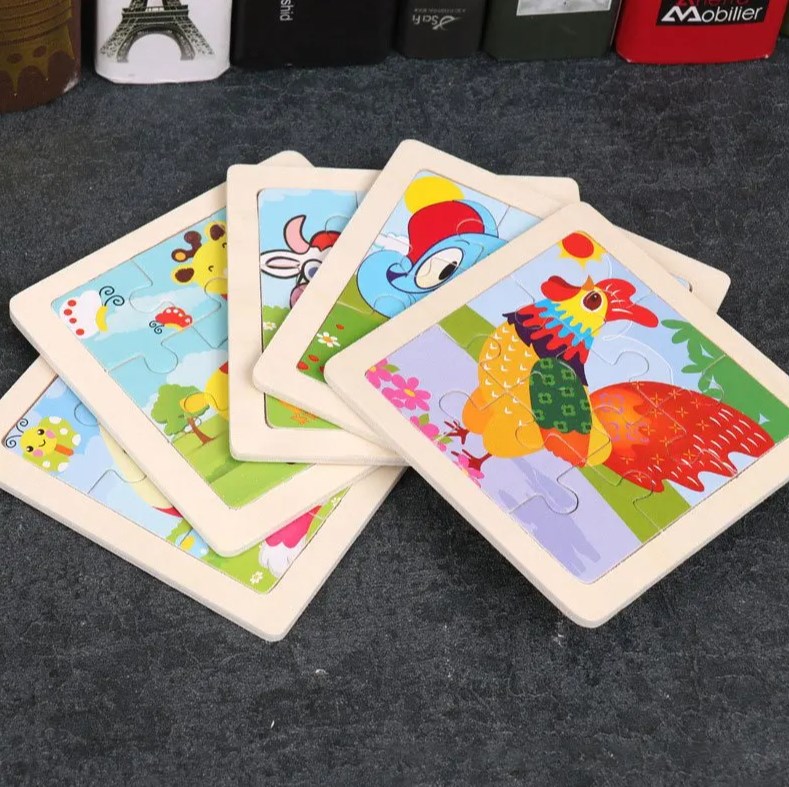 Puzzle pentru copii din lemn, 9 piese S14A005