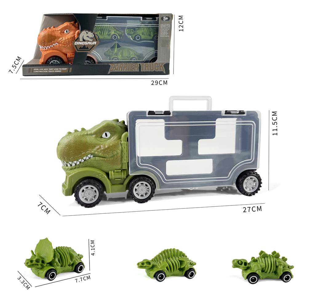 Mașină dinozaur cu 3 dinozauri, verde 15-10