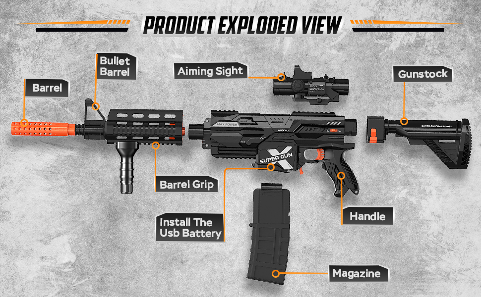 Электрический пистолет с мягкими пулями, синий M-047