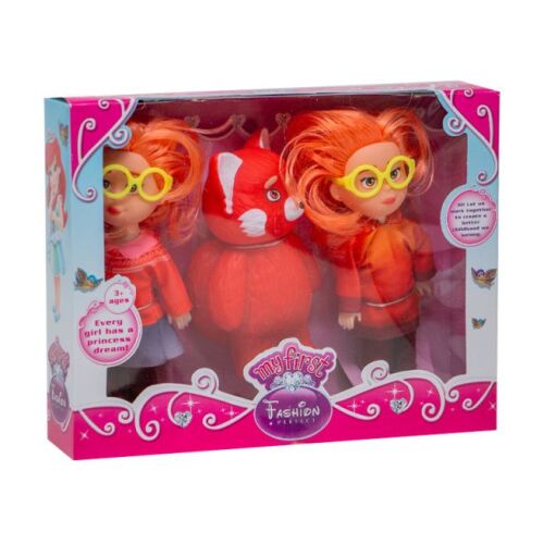 Set de joaca 2 papusi + animal, „My first fashion perfect”, 15 cm  562098