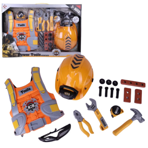 Set de unelte pentru copii "Power Tools" cu vestă și cască  T015A